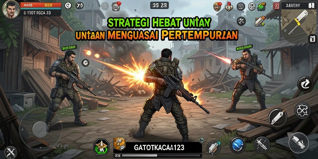 Tampilan gameplay GATOTKACA123 dengan strategi pertempuran yang intens.